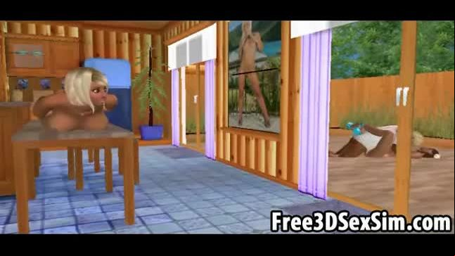 Two sexy 3d cartoon hotties taking some hard cock
